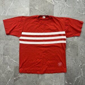 Vintage Calvin Klein Shirt Mens XL Red White Striped Made USA 90s Short Sleeve